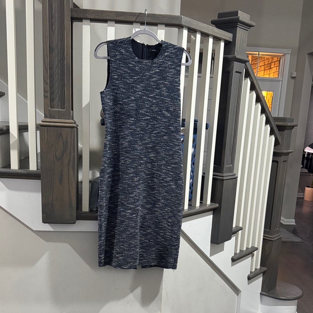 Theory Charcoal and White Knit Midi Dress